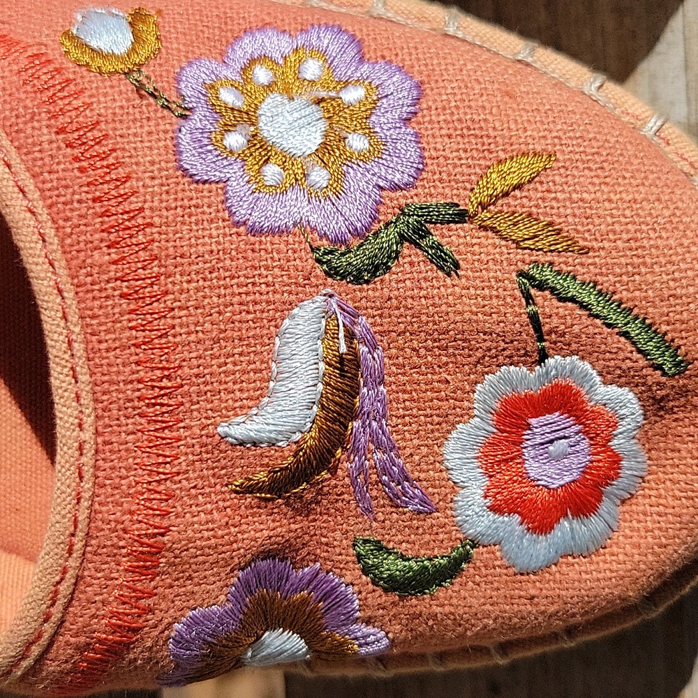 Vintage Mudd Sandals Vintage 90s Fabric Embroidery Boho Size 6M Bohemian Shoes - Picture 2 of 9
